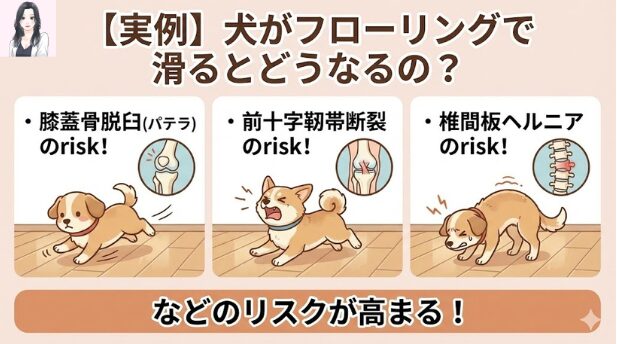 犬がフローリングで滑るとどうなるか