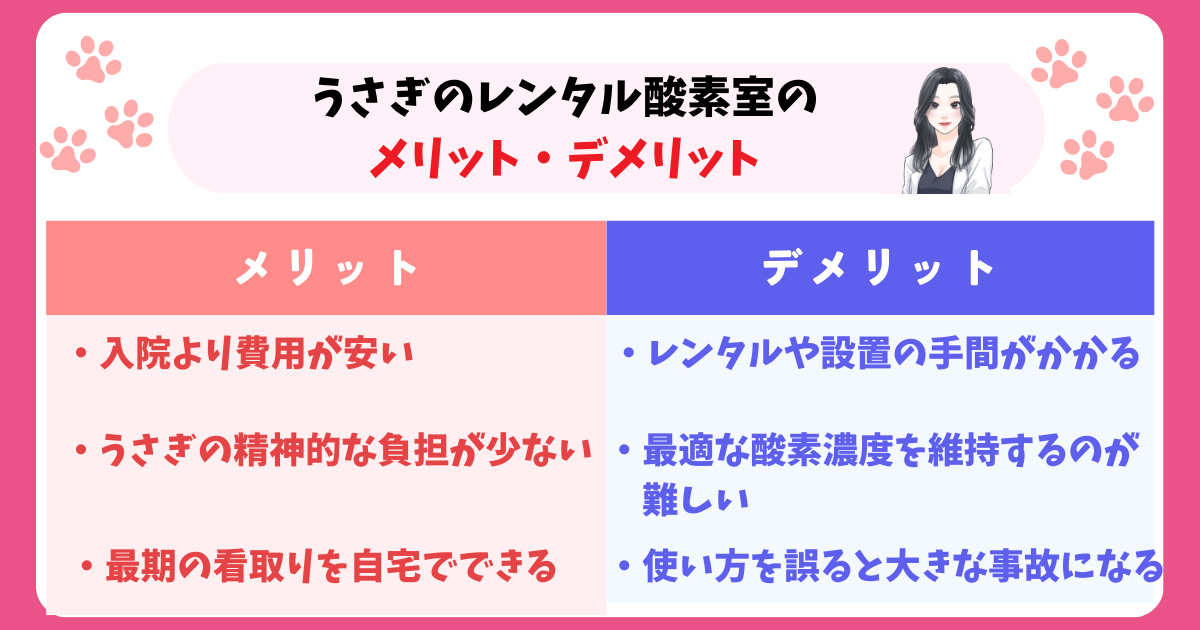 うさぎのレンタル酸素室のメリット・デメリット