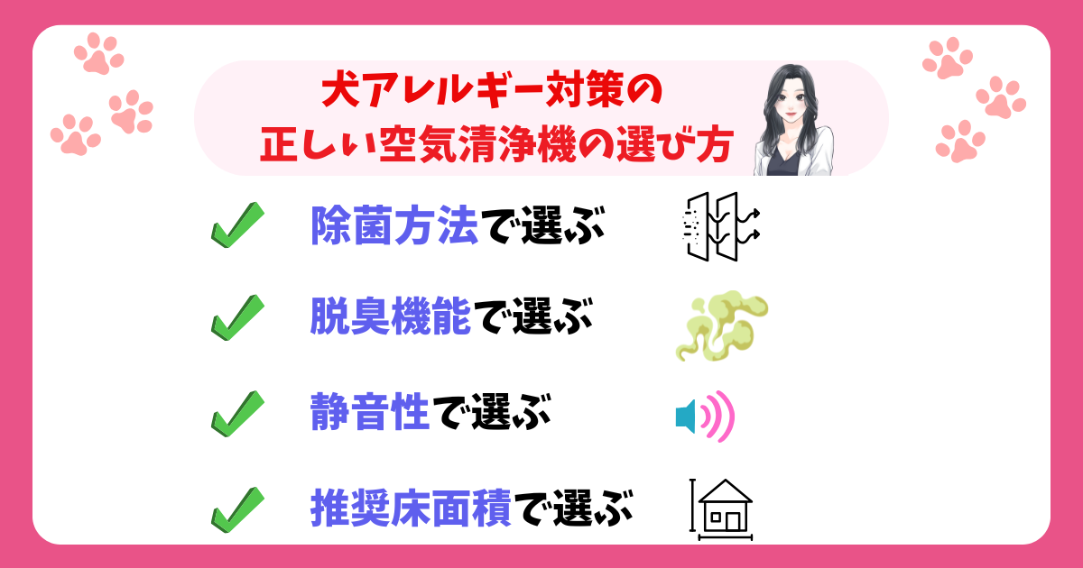 犬アレルギー対策の 
正しい空気清浄機の選び方