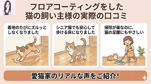 フロアコーティングをした猫の飼い主様の実際の口コミ