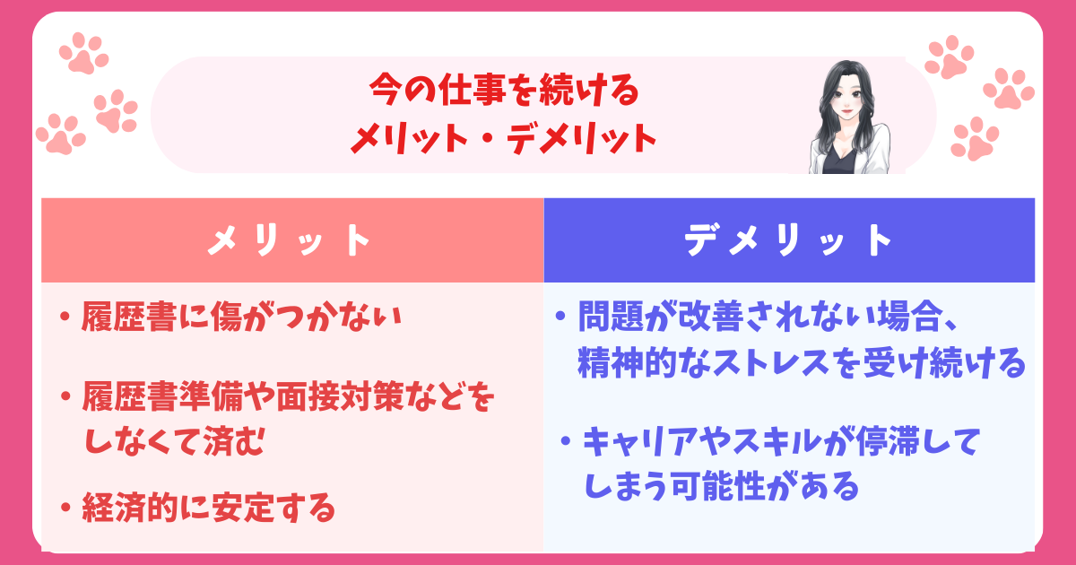 今の職場を続けるメリット・デメリット